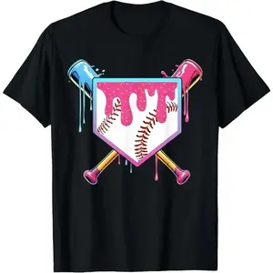 Cotton Baseball Drip For Boys Ice Cream Drip Boys Baseball T-Shirt
