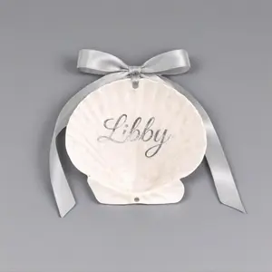 Personalized Scallop Shell Ornament Place Card - Siesta Elegant Escort Card for Wedding