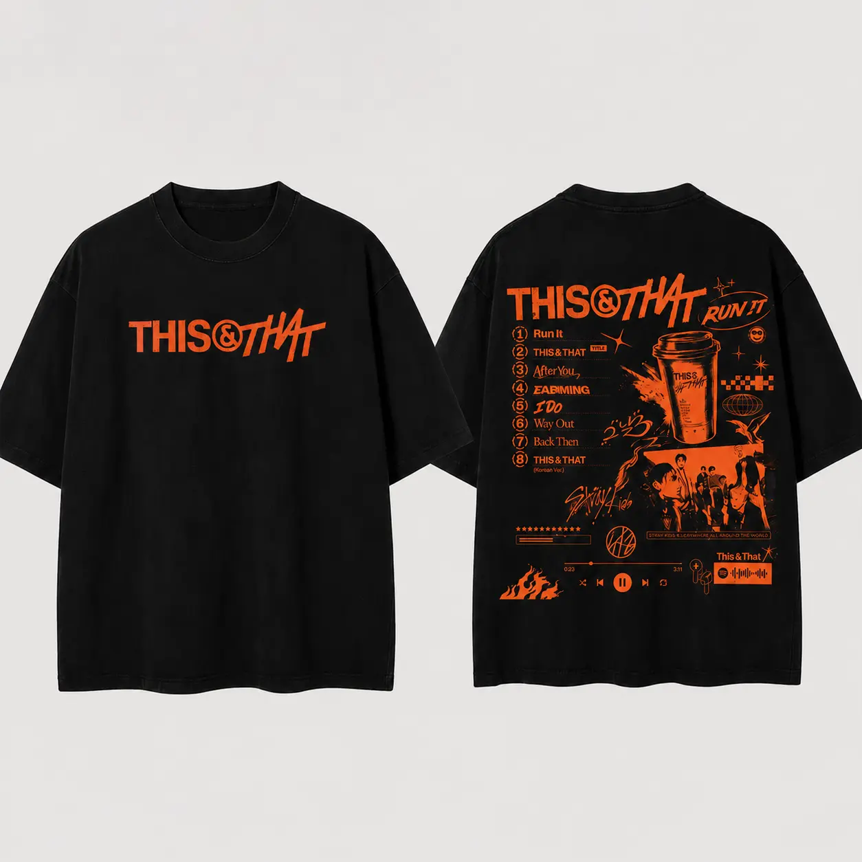 SKZ This And That Track List World Tour Run It Shirt, This And That, Retro Streetwear Tee, Music Fan Shirt, Unisex Gift Cotton Top Soft Womenswear Unisex Gift