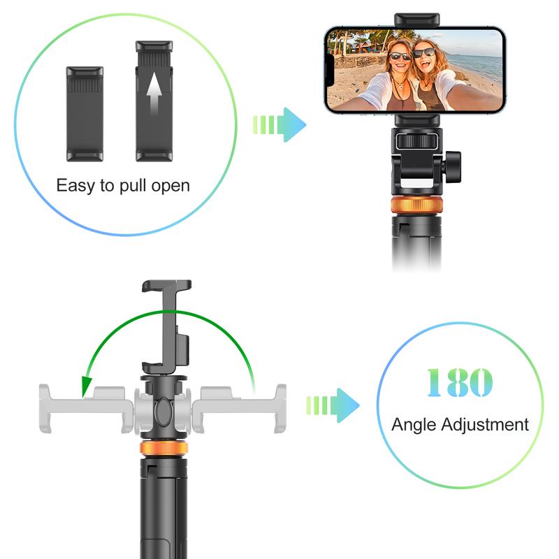 62" Phone Tripod Selfie Stick Tripod with Remote, Enhanced Stability for Travel, Compatible with iPhone 15/14/13 & Android Devices