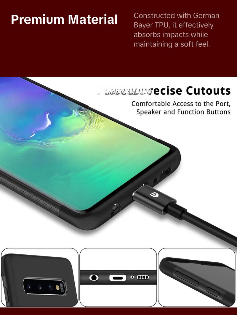 Samsung Galaxy S10 (6.1 Inches) – Ultra-Thin Frosted TPU Silicone Protective Case for Galaxy S10 [Shockproof, Scratch-Resistant & Anti-Fingerprint] ¨C Black