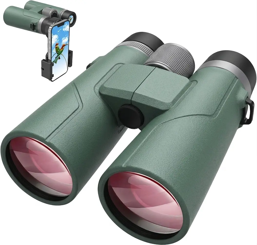 10X42 UHD Long-Range Fully Multi-Coated Binoculars for Adults - High Powered, BAK4 Prism, Waterproof, Lightweight, Large View, Phone Adapter Included for Bird Watching, Camping, Travel, Long-Range Binoculars