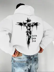 Faith Over Fear Jesus On The Cross Hoodie/Sweatshirt/T-Shirt, Christian Clothing, For Men/Women - Unisex Style, 100% Cotton, Pullover christian hoodie