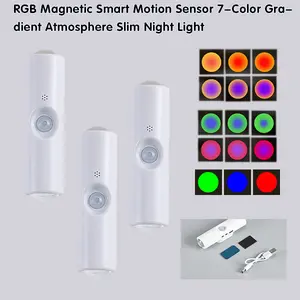 3/4pc Smart Cat-Eye Motion Spotlight, USB-Rechargeable RGB LED Wall Lights with Color Changing Gradient, Auto On/Off, Magnetic Mount, Wireless Night Light for Entryway, Bedroom, Closet, Hallway