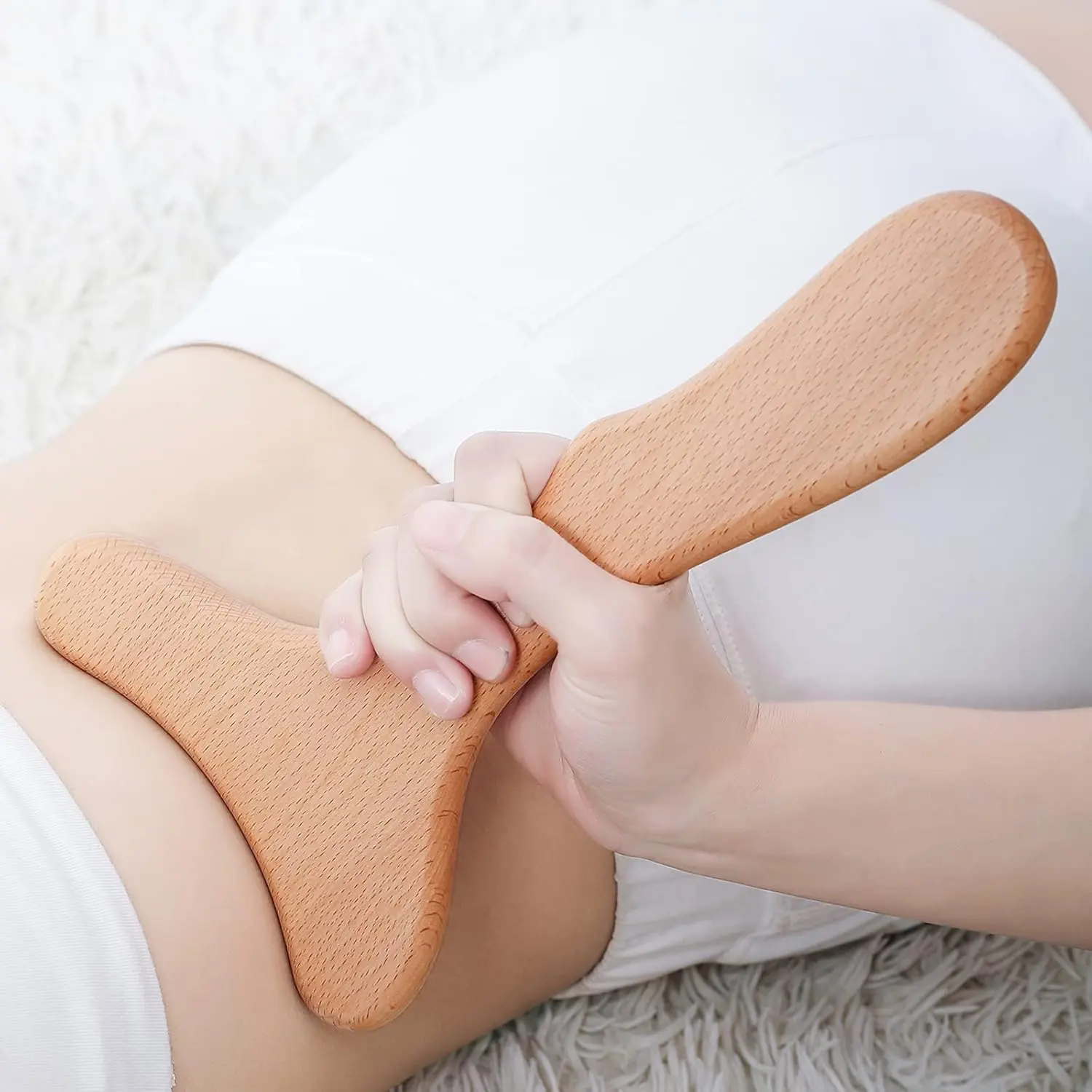 Wood Therapy Massage Tool – Wooden Lymphatic Drainage Body Sculpting Massager for Maderotherapy, Gua Sha & Muscle Release (11×6in)
