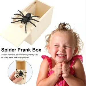 Surprise Wooden Spider Prank Box – Jump Scare Gag Toy for Parties, Office Desk, Family Fun & Friends Pranks