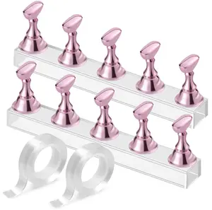 Etercycle Nail Stand Acrylic Nail Art Display Stand Practice Nail Holder for Painting Nails Magnetic Practice Stands with Double-sided Tape For DIY Salon Supplies
