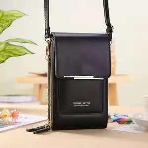Touchscreen Sensitive Phone Bag with Multiple Colors, UsePhone Without Taking It Out, Clear Window Crossbody Pursewith 3 Card Slots & Secure Dual Zipper Wallet