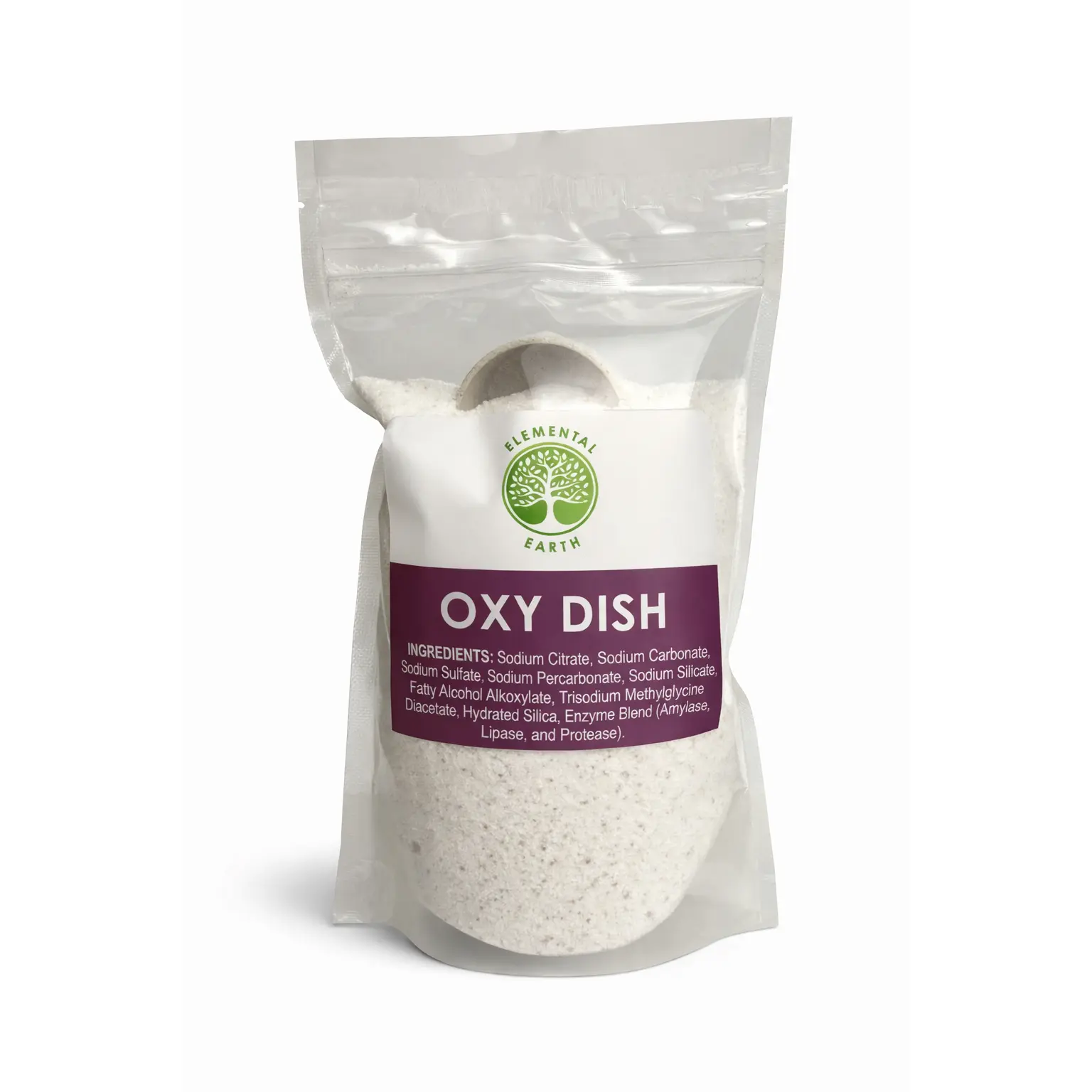 Elemental Earth Oxy Raw Household Dishwasher Detergent Sample - Eco-Friendly, Oxidizing, Dye-Free Natural Blend Cleaning Supplies for Dishwashing