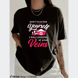 Funny 100% Cotton Phlebotomist Shirt for Women Nurses