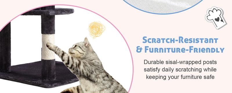 HOOMIC 73-Inch Fan-Shaped Corner Cat Tree, Space-Saving Multi-Level Tower with Cozy Condos, Perches, Baskets & Sisal Scratching Posts – Indoor Cat Activity Center