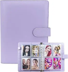 A5 Kpop Photocard Binder, 6 Ring Binder Collector’s Album with 240 Card Slots, Multi-Pocket PU Leather Collection Binder Cover for Organizing K-Pop, Trading Cards, Game Cards & Memorabilia (Purple)