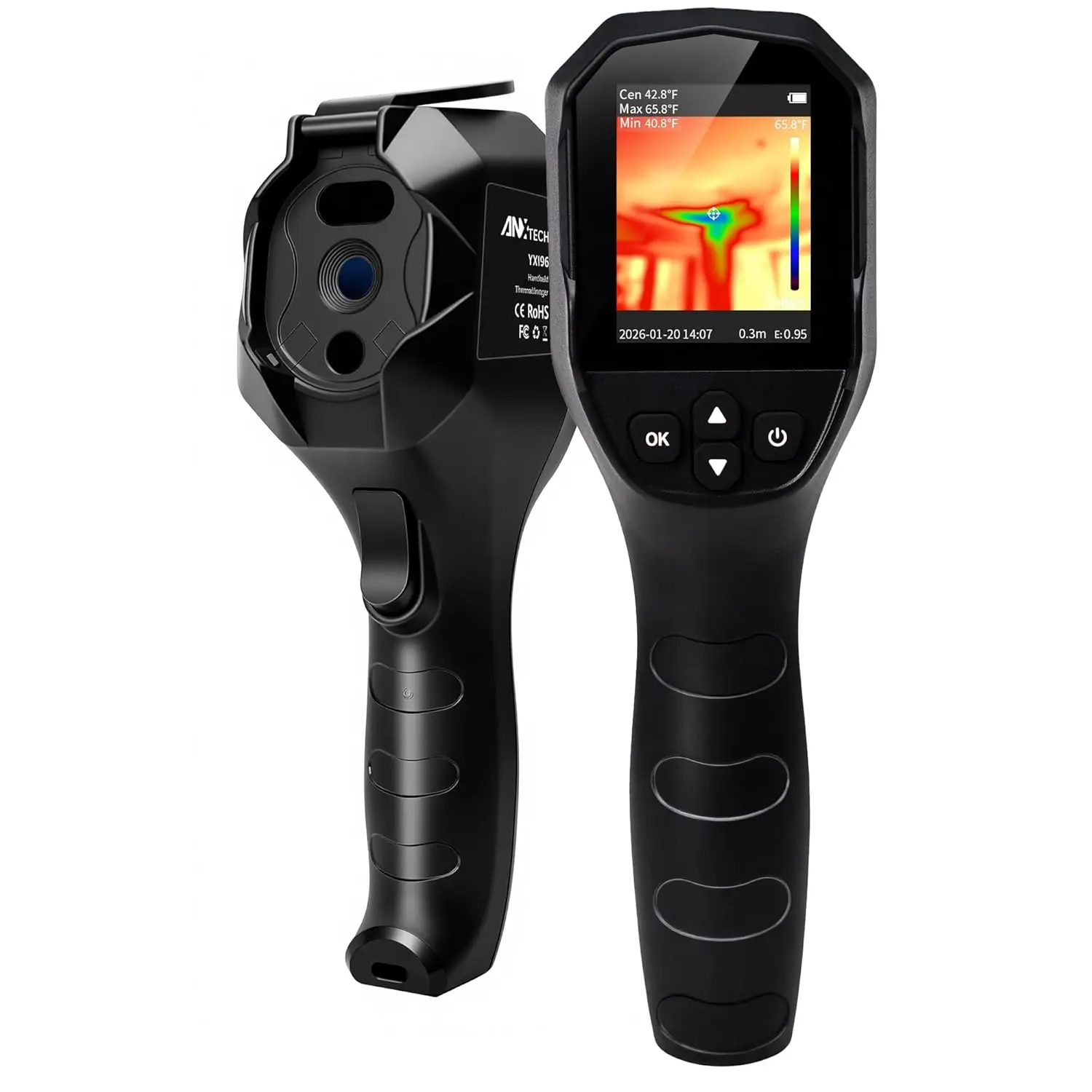 Handheld Thermal Imaging Camera - 240×240 TISR, 3200mAh Battery with 14H Extended Runtime, High Frame Rate Home Inspection Tool for HVAC, Electrical Testing, USB-Enabled