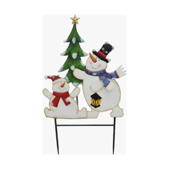 Good Tidings G48 HSMR202860X 35.5 in. Standing Snowman Figure Christmas Decor, Durable Multi-Color Holiday Home Ornaments with Easy-Install Tree Stake, Decoration