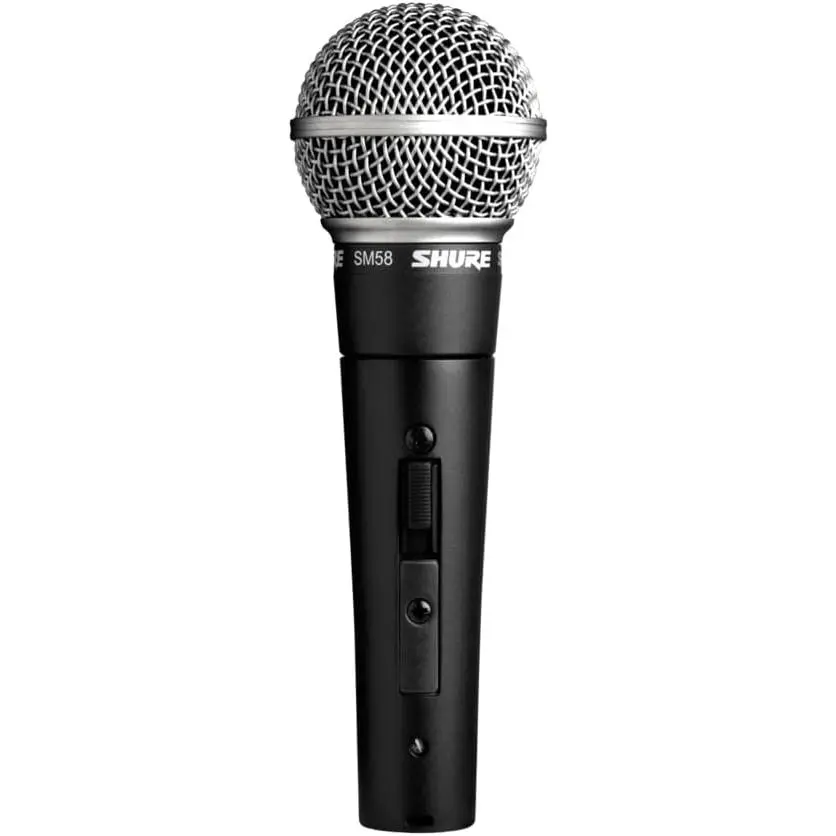 Shure SM58S Dynamic Vocal Microphone with Integrated On-Off Switch, Clip, Durable Steel Construction, Cardioid Pattern, Studio-Grade Sound, Noise & Wind Filters, Built-In Shockmount, Ideal for Live Use & Content Creators, 30-Day Money-Back Guarantee