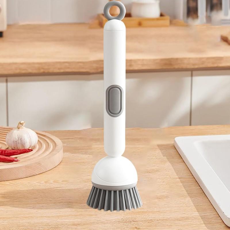 Pro Adjustable Soap Dispenser Scrubber Brush, Long Handle Cleaning Wand for Effortless Dish Washing, Deep Cleans Kitchen Pots, Sinks, Tiles & Glass Surfaces Pro Adjustable Soap Dispenser Scrubber Brush, Long Handle Cleaning Wand for Effortless Dish Washing, Deep Cleans Kitchen Pots, Sinks, Tiles & Glass Surfaces