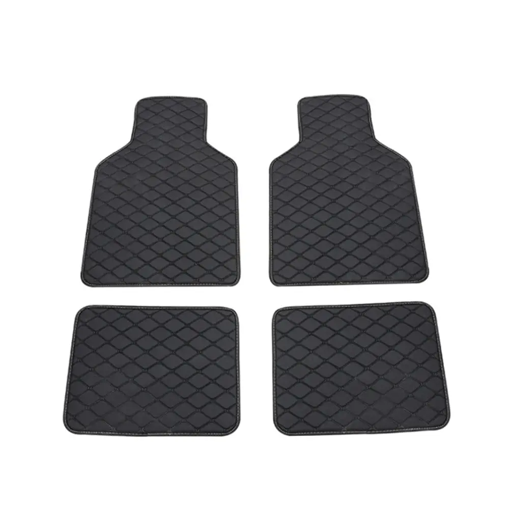 4-Piece Universal Faux Leather Car Floor Mat Set, Waterproof, Stain-Proof, Durable, Full-Coverage Front & Back All-Weather Protection, Tool-Free Vehicle Interior Liners, Universal Fit for Most Cars/SUVs/Trucks, Car Interior Accessories