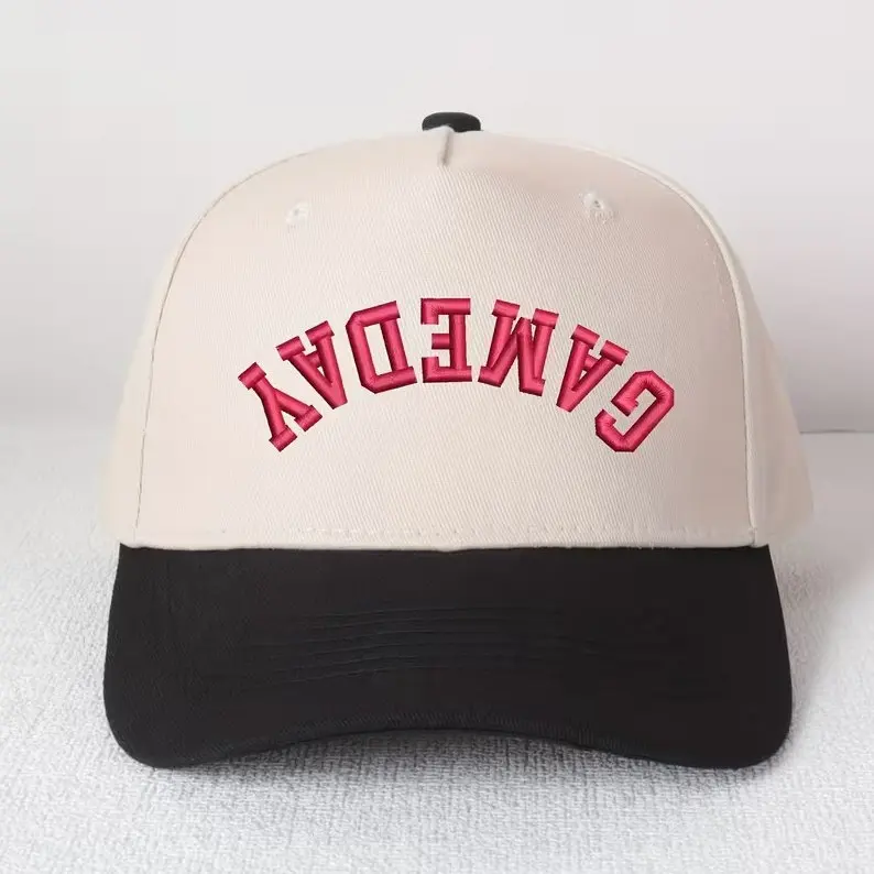 Fun "GAMEDAY" Upside Down Hat Adjustable Embroidered Baseball Cap Custom Thread Color Vintage Soft Cotton Adjustable Hat Trendy Streetwear Gift for Men & Women