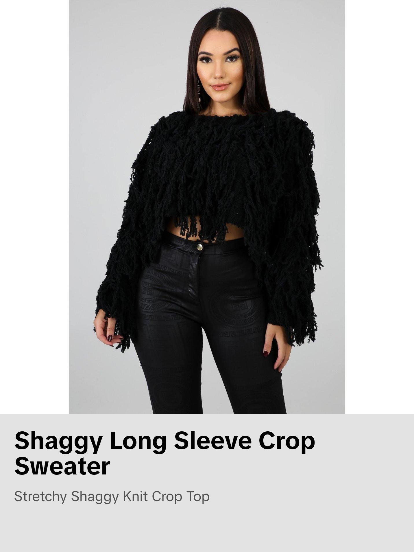 Shaggy Cropped Sweater Long Sleeve Knitwear
