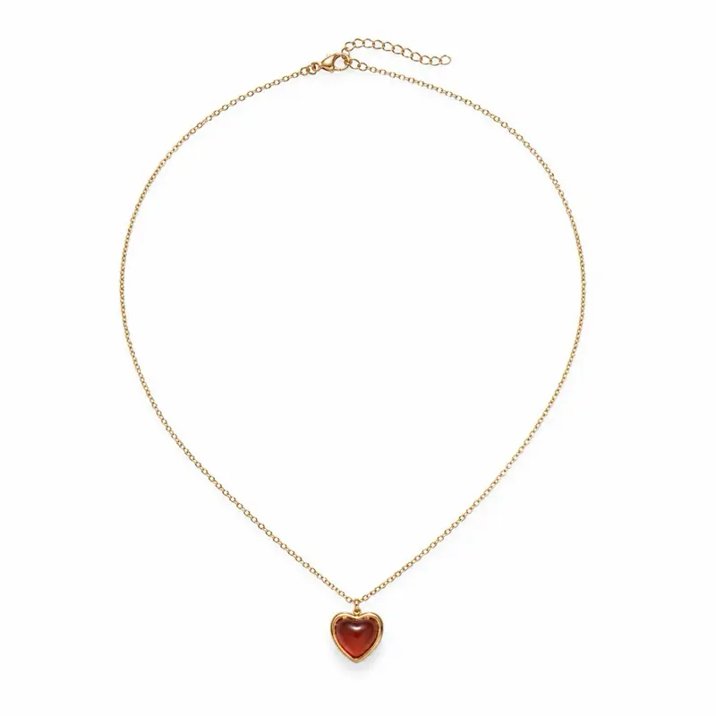 Heart Necklace Carnelian Necklace for Women, Red Heart Pendant Necklace Heart Jewelry as Mother's Day Gifts, Red Stone Love Necklaces as Anniversary Birthday Gifts for Her