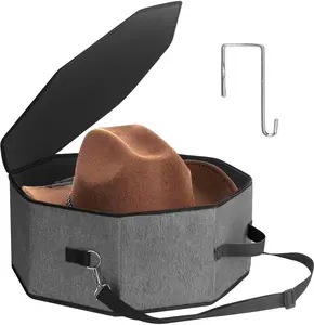 Hat Box for Travel and Storage, Womens Cowboy Hat Box, Collapsible Hat Case Cowboy Cap Hat Organizer for Closet with Handles, Hat Bag Hat Case
