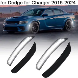 Fits 2015-2024 Dodge Charger (SXT/Scat Pack/SRT Hellcat) front and rear sides, side emblem light cover replacement parts, 4 pieces
