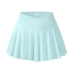 OYV Women's Mini Skirt Flowy Sexy Basic Stretchy Cross Over Flared Casual Skirt