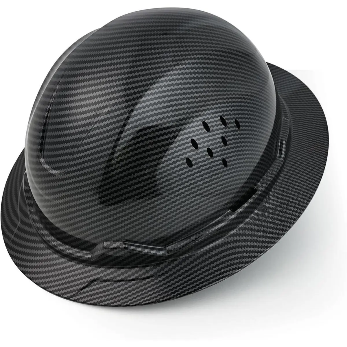 OSHA Approved Full Brim Hard Hats – New Construction Helmets, Vented, 6-Point Ratchet Suspension, Carbon Fiber Pattern, Heavy-Duty Protective Gear with Superior Impact Resistance and Maximum Safety for Construction Applications