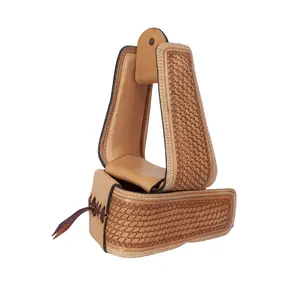 Basketweave Leather Slanted Stirrups