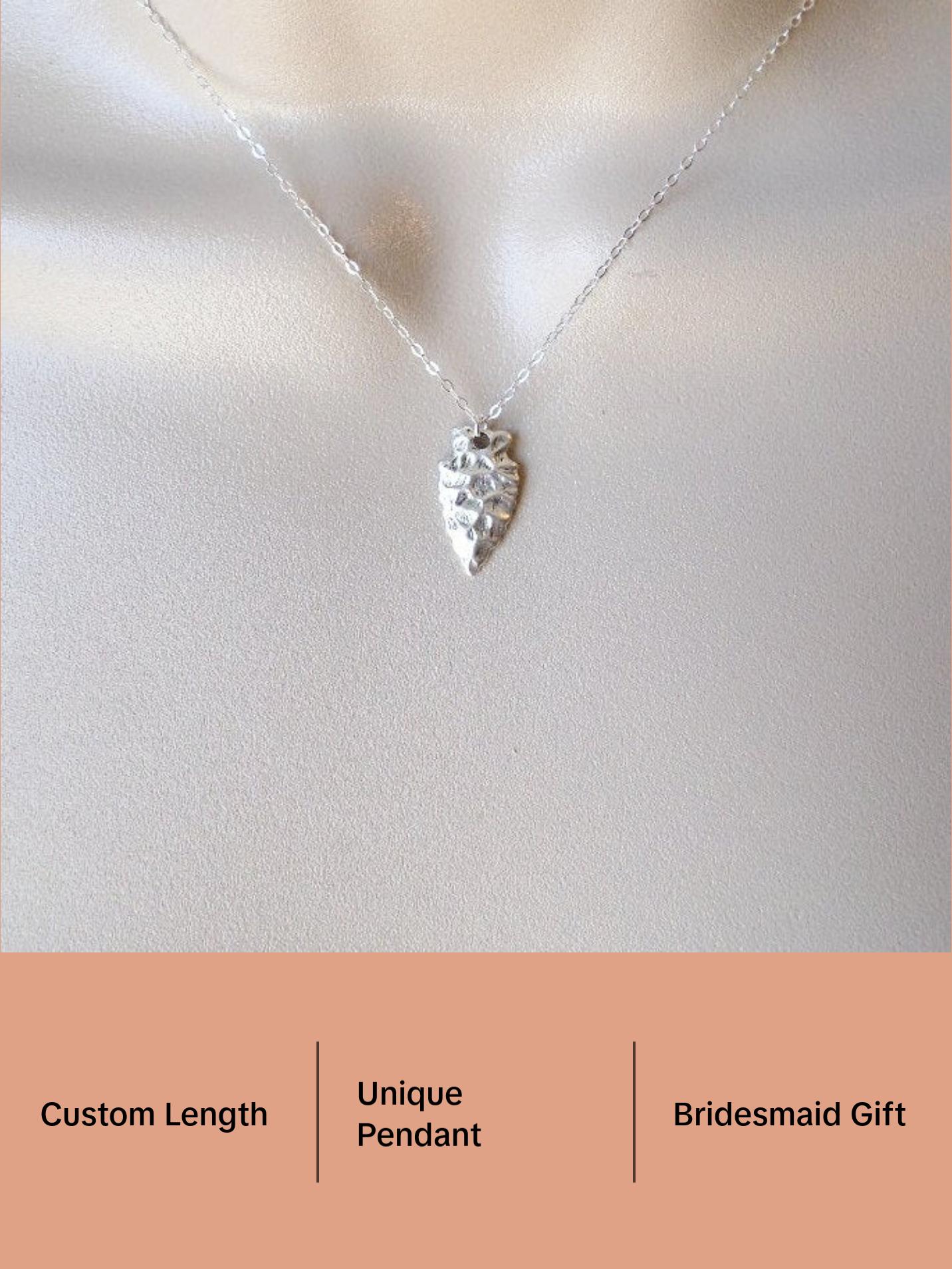 Arrowhead Necklace, Sterling Silver Necklace, Arrow Necklace, Silver Arrowhead, Weddings, Bridesmaid Gift, Christmas Gift, Mothers Day Gift