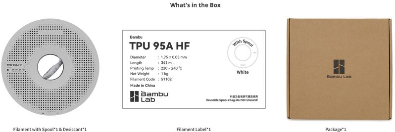 Bambu Lab TPU 95A HF, 3D Printing Filament and Materials