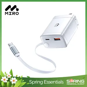 【D1W】Miro Built-in Retractable GaN Charger 30W – Portable All-In-One, Compact & Travel-Friendly, Perfect for Home, Office & On-the-Go Charging, Reliable Fast Charge, Thoughtful Tech Gift for Students, Professionals & Holidays