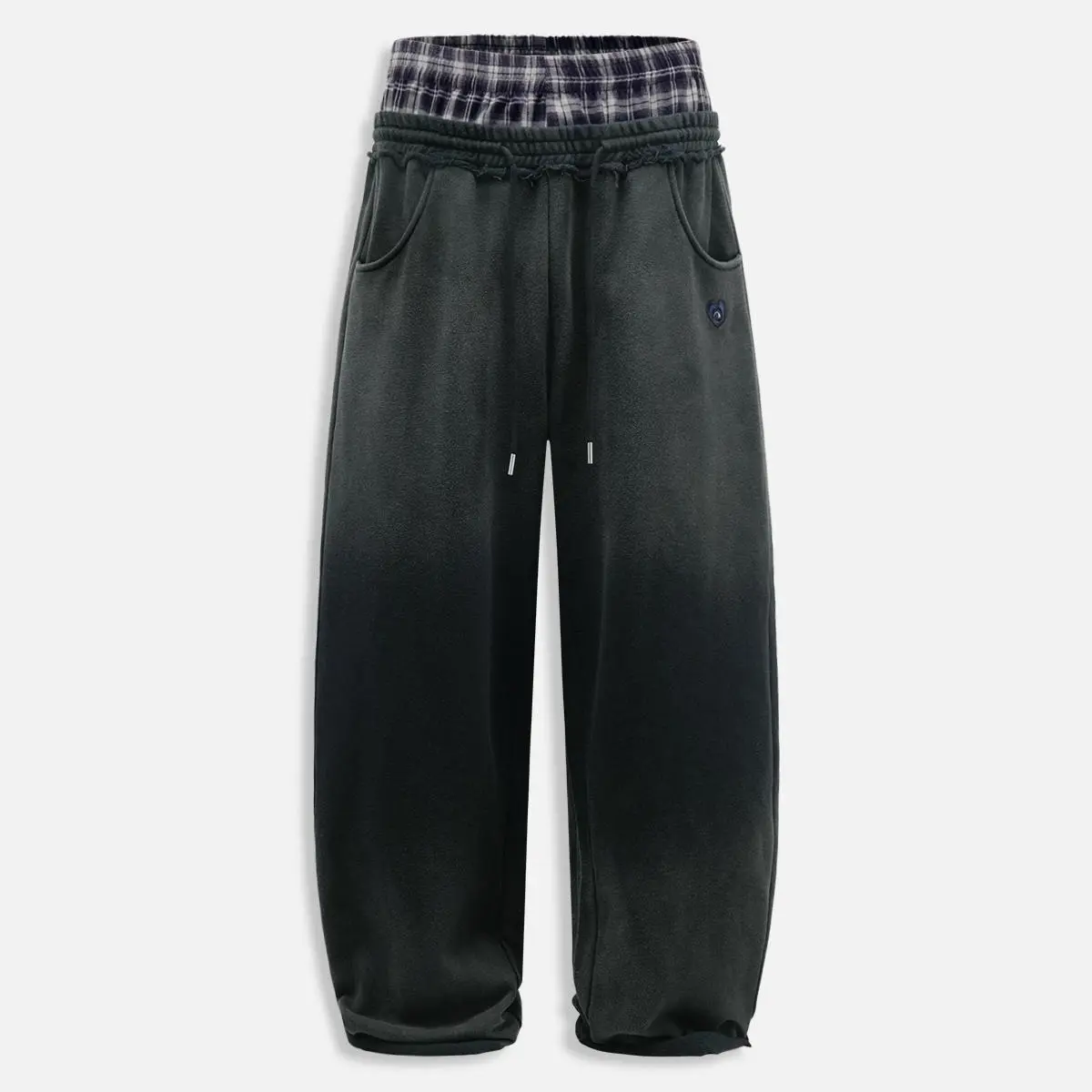 Aelfric Eden Men's Baggy Plaid Patchwork Polyester-Cotton Sweatpants - Double Waist, Washed, Loose Wide Leg, Pockets, 2000s Vintage Preppy Streetwear Clothing, Trending Unisex Casual Bottoms, Sexy Menswear Pants