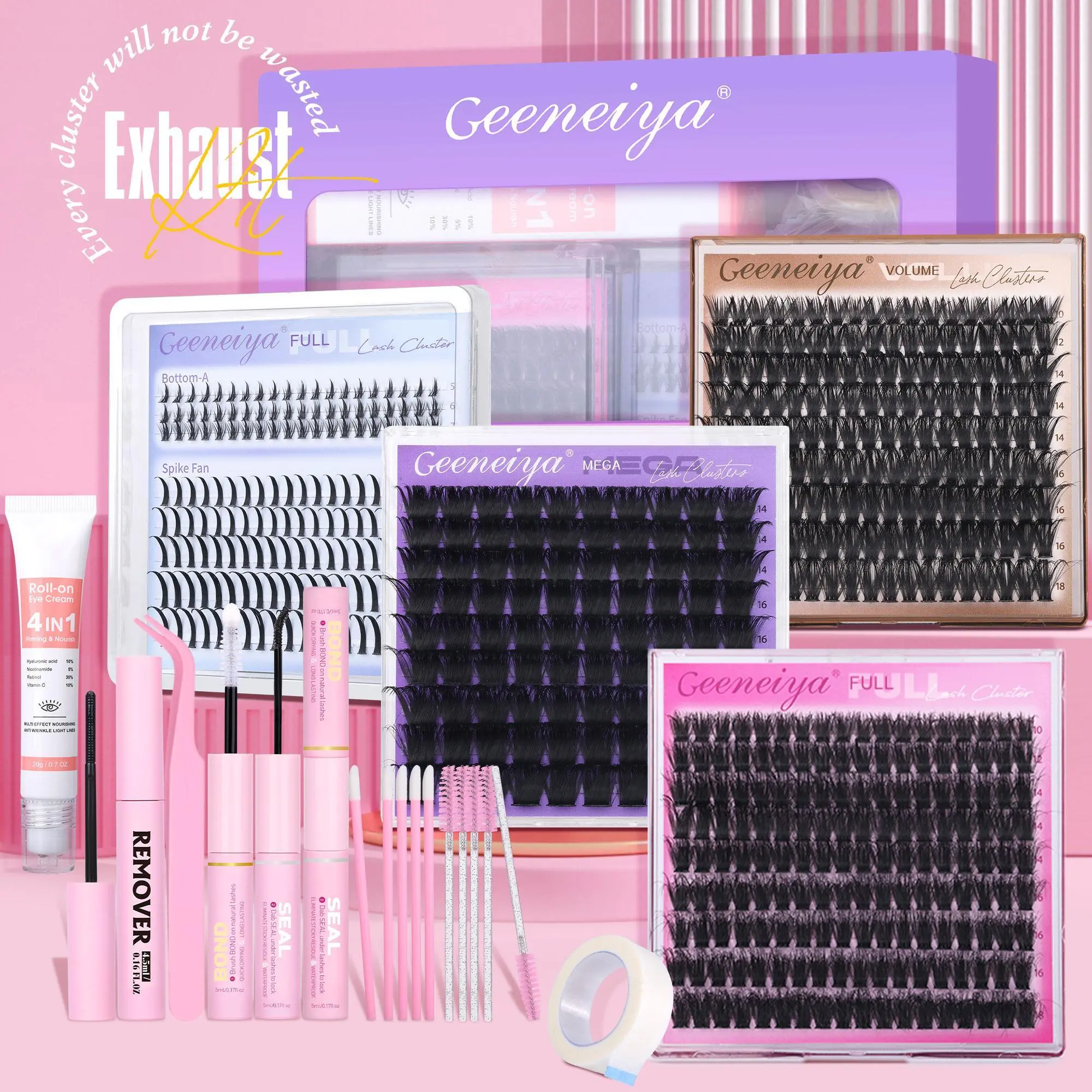 [EXHAUST]Geeneiya 5 Styles Lash Clusters Kit, Volume/ Mega/ Full/ Bottom Eyelash Clusters Extensions with Everything You Need for Beginners and Proficient, DIY at Home Easily DealsForYouDays, Lash Cluster, Makeup Products,#backtoschool #sohochic