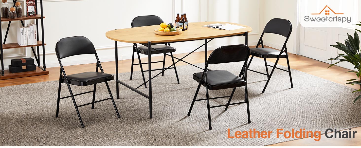 SweetFurniture Folding versatile seating with Leather Padding - Sturdy Metal Frame, Foldable and Easy to Store for Indoor and Outdoor Use at Office SweetFurniture Folding versatile seating with Leather Padding - Sturdy Metal Frame, Foldable and Easy to Store for Indoor and Outdoor Use at Office