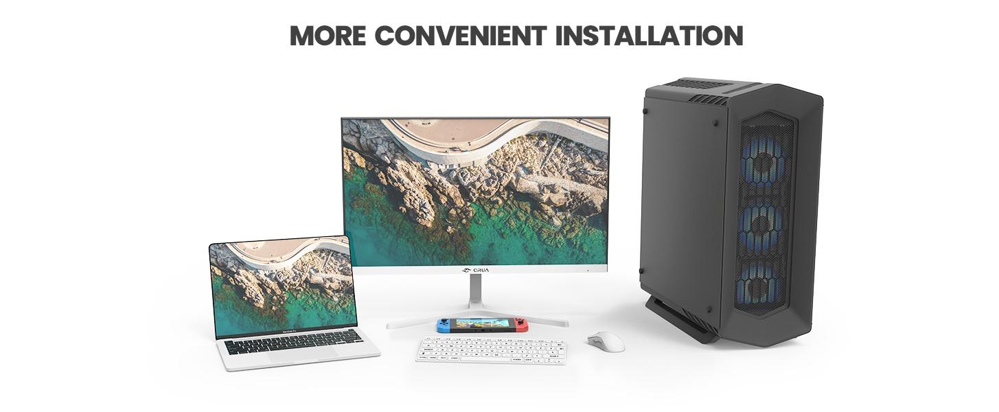 CRUA 22 Inch Computer Monitor,FHD 1080P/75Hz,120 sRGB,Low Blue Light,Wall Mountable,VGA & HDMI-White CRUA 22 Inch Computer Monitor,FHD 1080P/75Hz,120 sRGB,Low Blue Light,Wall Mountable,VGA & HDMI-White