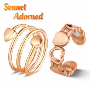 2pcs Copper Ring for Women,99.99% Pure Copper Magnetic Rings,Gifts for Women Handmade Jewelry