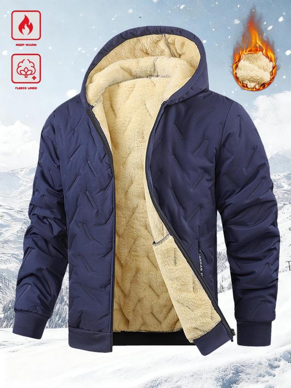 Men's Winter Casual Hooded Fleece Lined Thick Warm Cold Jacket Coat Suitable For Daily Wear And Various Occasions Such As Social GatheringsA must-have versatile piece in men's wardrobes, made from comfortable fabric with a loose fit designed specifically