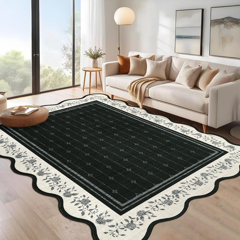 Faux Cashmere Velvet Washable Foldable Printed Rug Soft Non-Slip Backing Versatile Home Decor for Living Rooms & Bedrooms