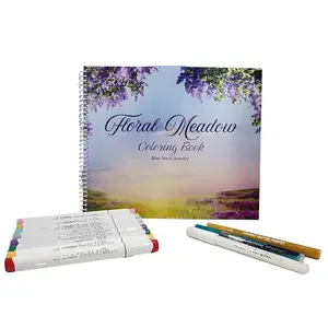 Floral Meadow Coloring book with bold and easy design.