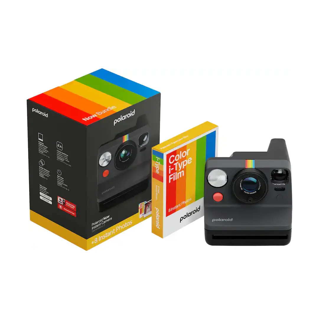 Polaroid Now+ 3rd Generation I-Type Instant Camera + Film Bundle - Now+ Bluetooth App Controlled Black Camera + 8 Color Photos (6575)