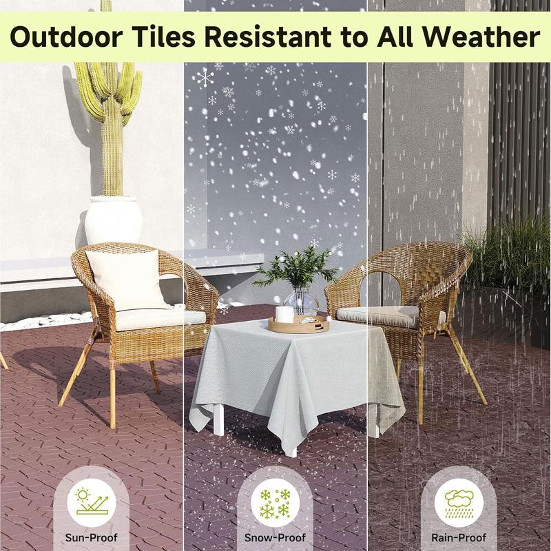 44 Pack 12*12" Interlocking Deck Tiles, DIY for Patio/Poolside/Balcony, Dark Gray,Brown Outdoor Indoor Flooring Non Slip Flooring