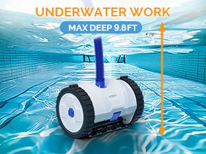 VINGLI Pool Cleaner Suction-Side Pool Vacuum Automatic Sweeper for Inground Swimming Pool,Climbs Walls -39.6ft Tangle Free Hose