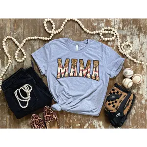 Baseball Mama Leopard- Athletic Grey