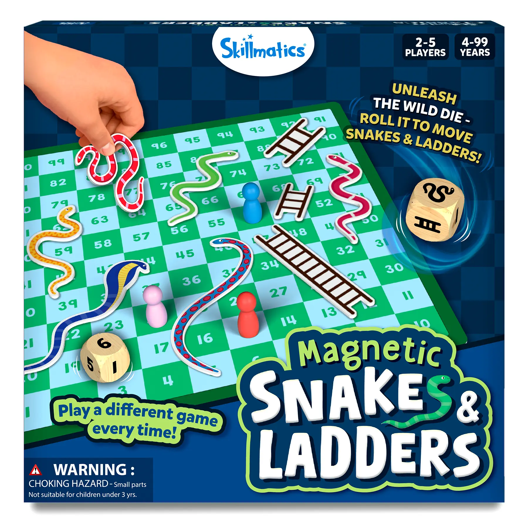 Skillmatics Snakes & Ladders - Magnetic & Customizable Board Game with a Twist, Classic Strategy Game for Family Game Night, Travel Toy & Gift for Boys, Girls, Teens & Adults, 2-5 Players