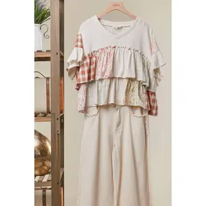 Allie Patchwork Ruffle Top