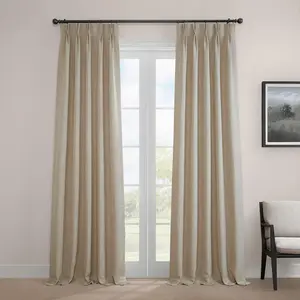 Half Price Drapes French Pleat Textured Faux Linen Room Darkening Curtain