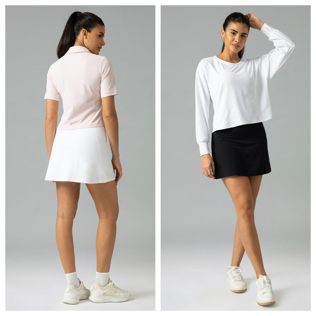 Colorfulkoala Women's Dreamlux High Waisted Tennis Skirts Built-in Shorts with Inner Shorts Pockets Golf Skorts Activewear Outdoor Brown A-Line Silhouette 16.5'' Length