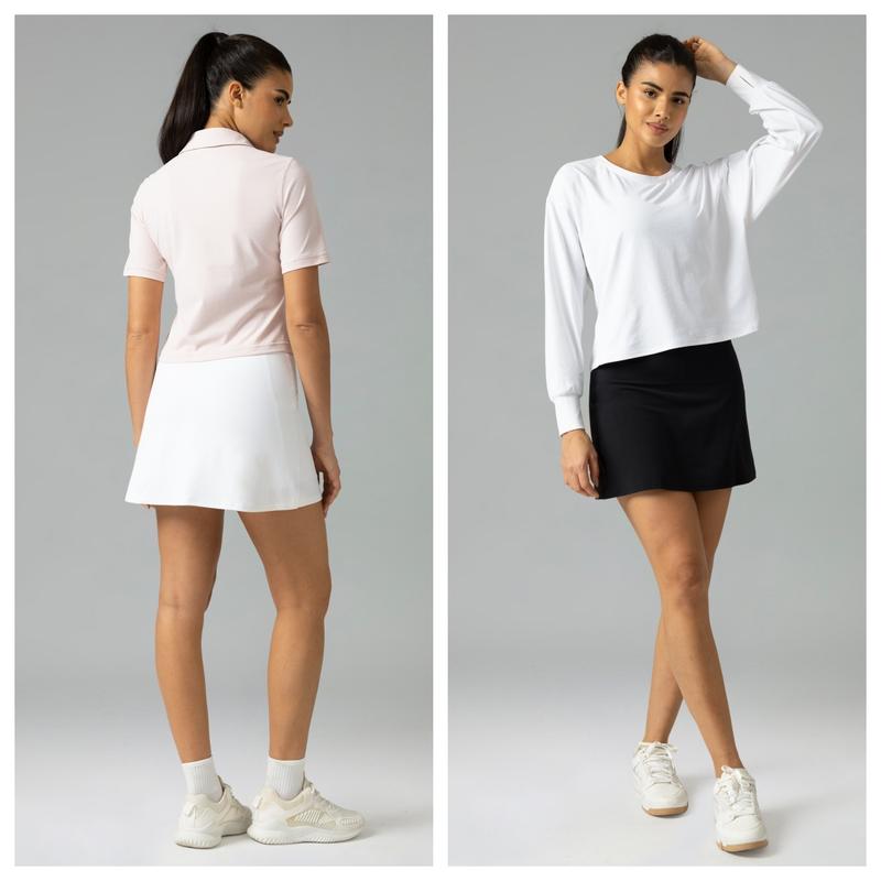 Colorfulkoala Women's Dreamlux High Waisted Tennis Skirts Built-in Shorts with Inner Shorts Pockets Golf Skorts Activewear Outdoor Brown A-Line Silhouette 16.5'' Length