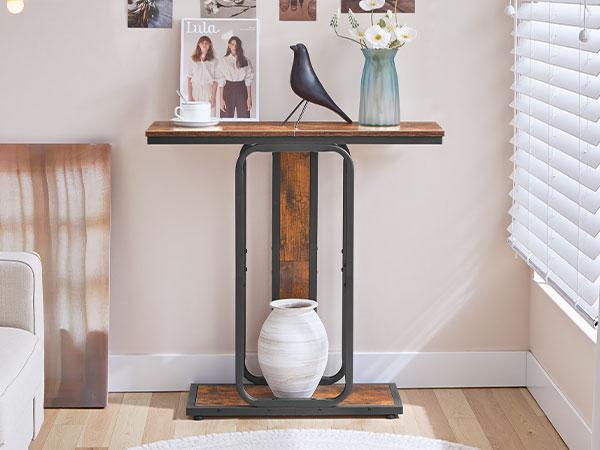 HOOBRO Narrow Console Table, 29.5" Small Entryway Table, 2-Tier Modern Couch Table Behind Sofa, for Living Room, Hallway, Foyer, Bedroom